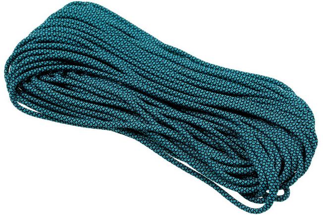 Knivesandtools 550 paracord type III, colour: neon turquoise with chocolate  diamonds - 50 ft (15.24 meters)