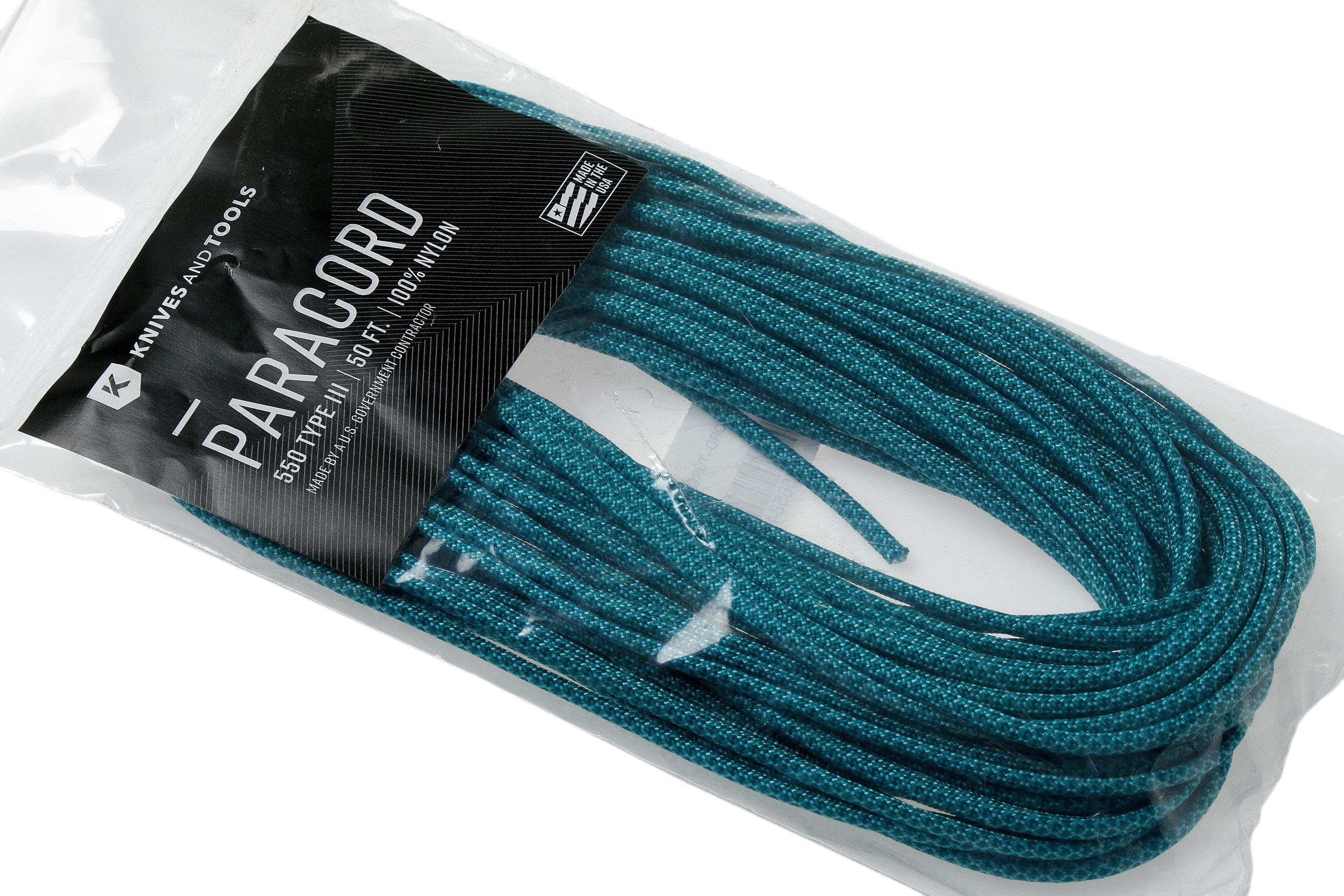 Knivesandtools 550 paracord type III, colour: turquoise with teal
