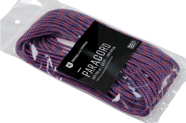 Knivesandtools 550 paracord type III, colour: uncle sam diamonds - 50 ft  (15.24 meters)