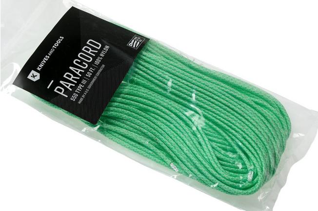 Knivesandtools 550 paracord type III colour: kelly green with cream  diamonds - 50 ft (15.24 meters)