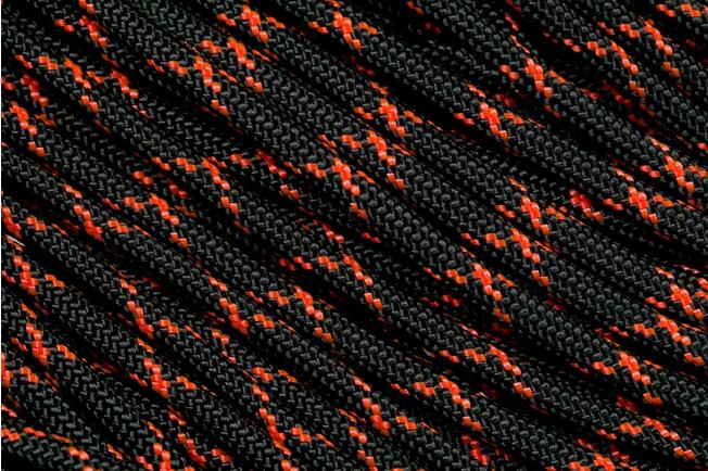 Knivesandtools 550 paracord type III, colour: black & neon orange X - 50 ft  (15.24 meters)