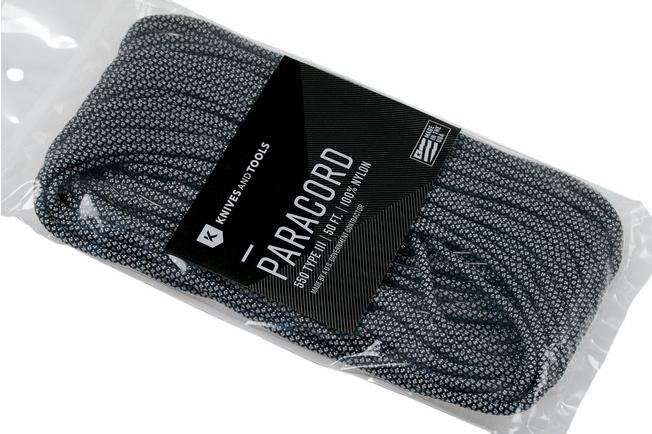 Knivesandtools 550 paracord type III, colour: black, 50 ft (15,24 m)