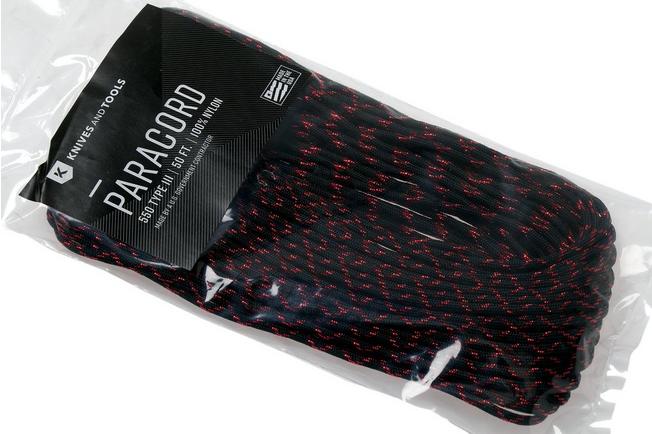 Knivesandtools 550 paracord type III, colour: black, 100 ft (30.48