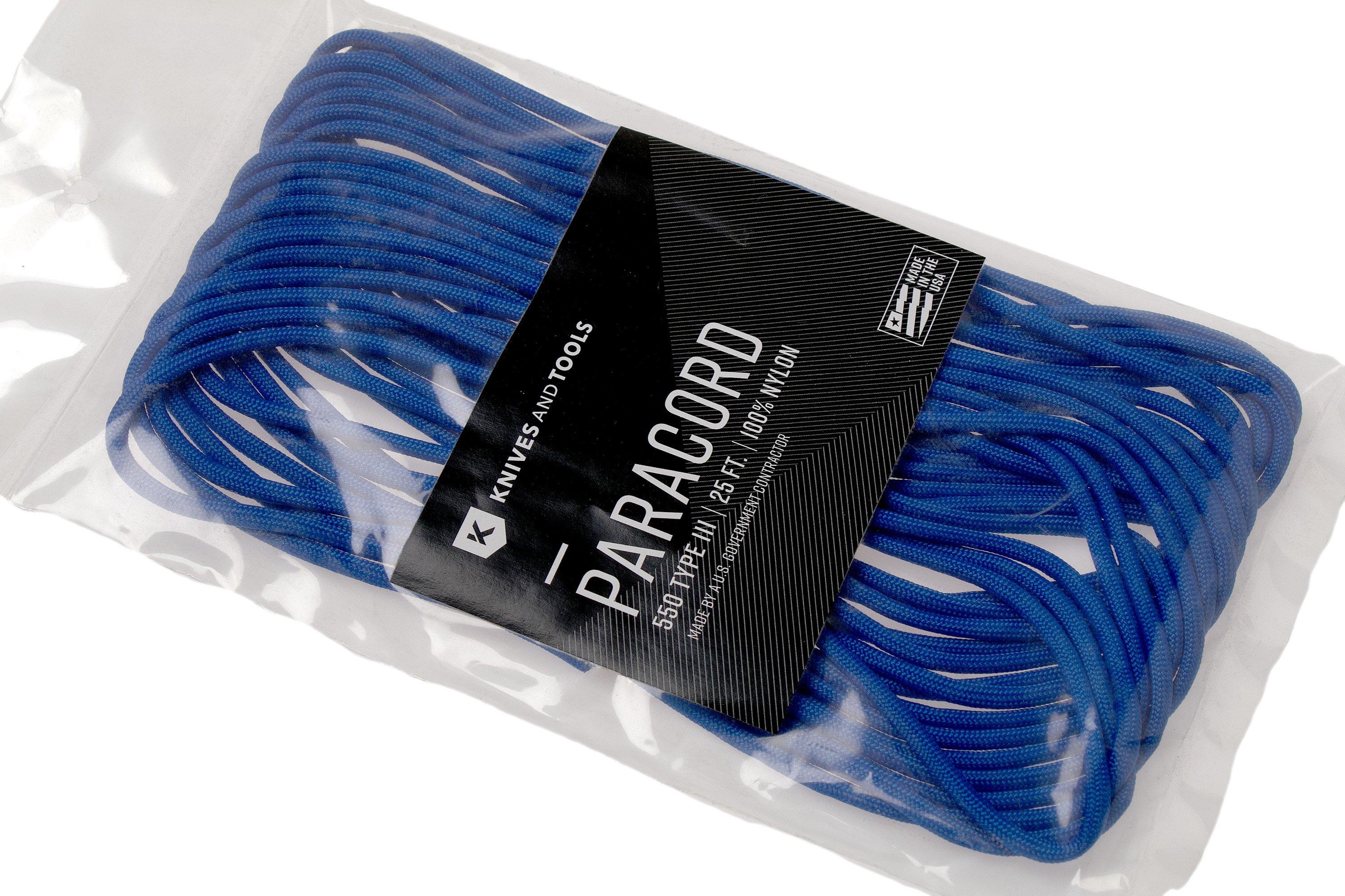 Knivesandtools 550 paracord type III, colour royal blue, 25 ft (7.62 m