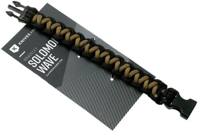 Knivesandtools paracord bracelet solomon wave, length inner size 22 cm,  black