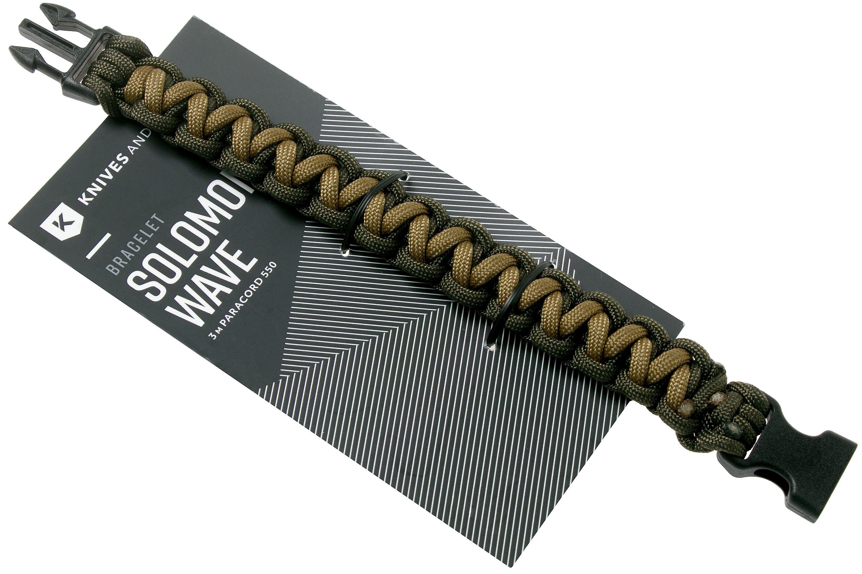 Knivesandtools braccialetto paracord solomon wave, lunghezza interna 22 cm,  oliva