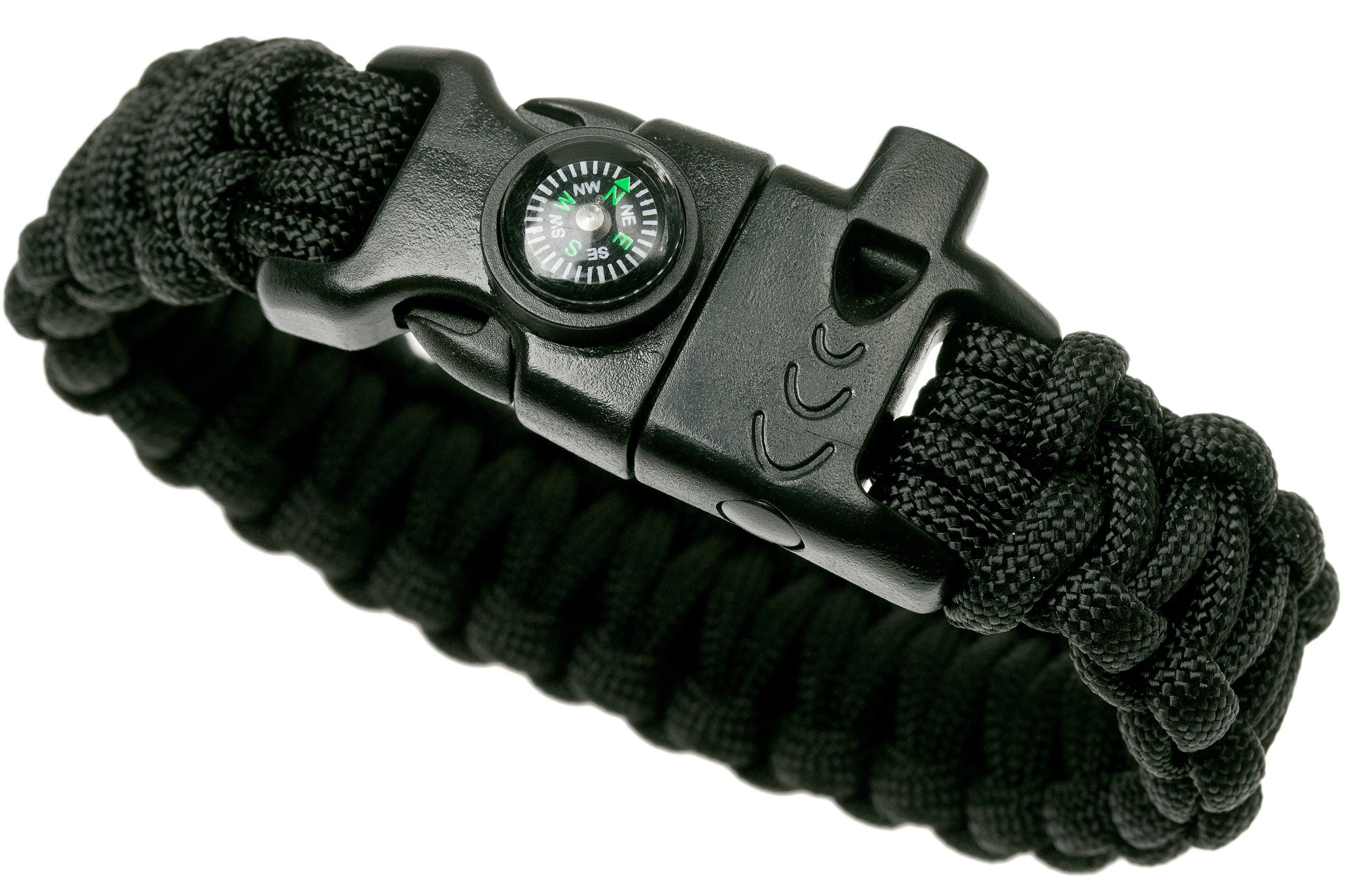 Pulsera paracord negro con brújula, ¡En stock!