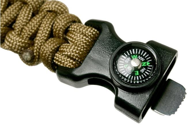 Knivesandtools paracord bracelet cobra wave, coyote brown, inner size 20 cm