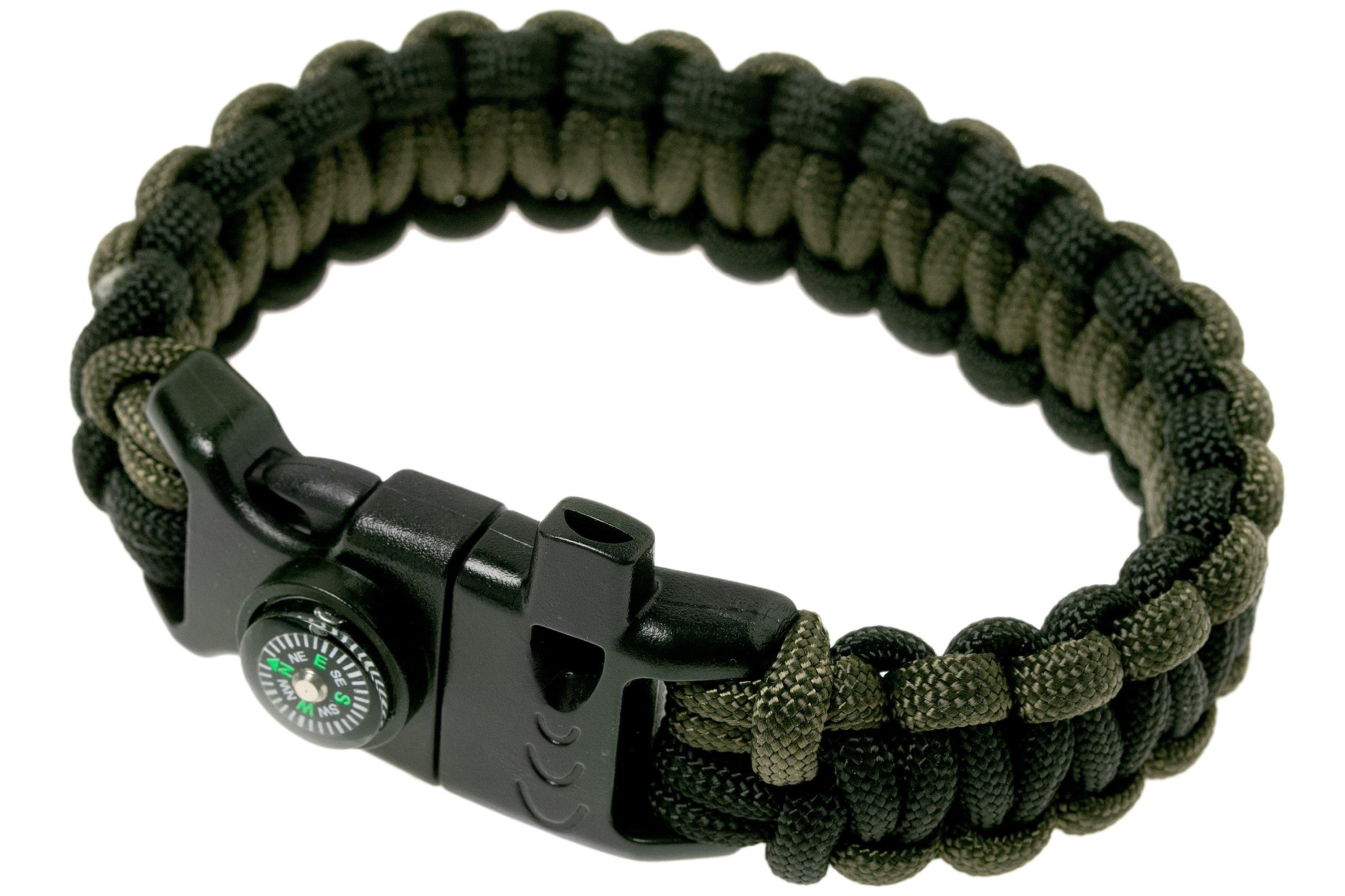 Bracelet paracorde Knivesandtools double cobra wave, noir/vert