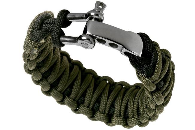 Knivesandtools paracord bracelet double cobra wave, black + army green