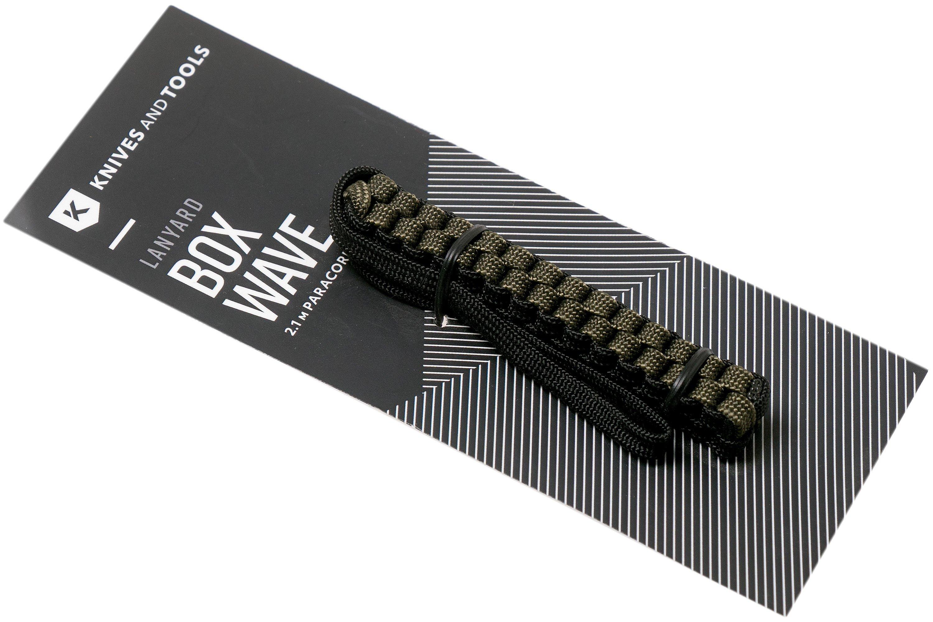 Knivesandtools paracord lanyard box wave, nero + verde militare