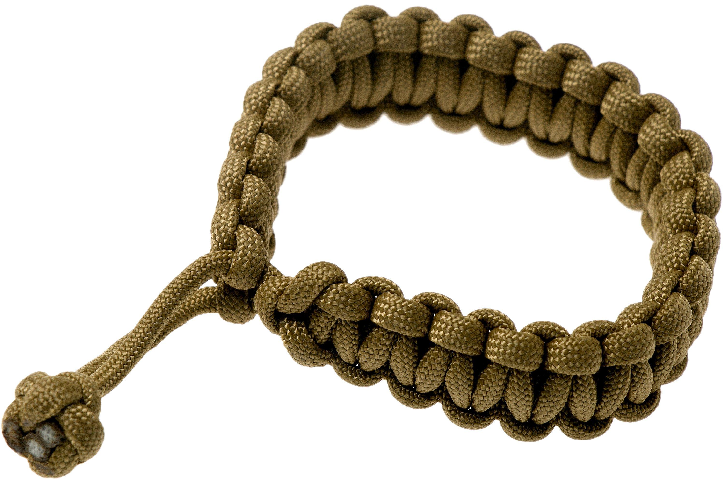 Knivesandtools paracord bracelet cobra wave, brown, inner size 22 cm