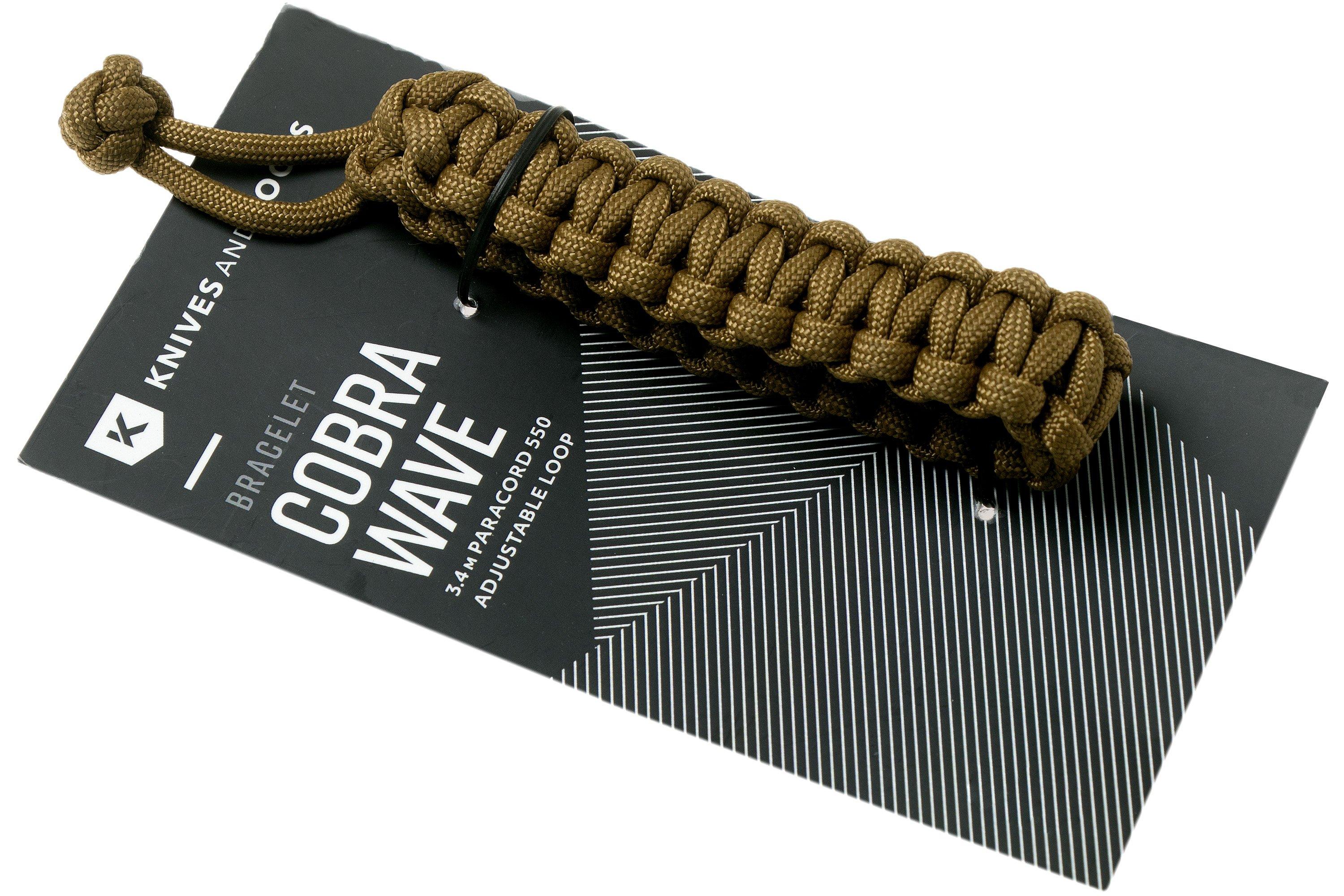 Knivesandtools paracord armband cobra wave, marron, dimension interne ...