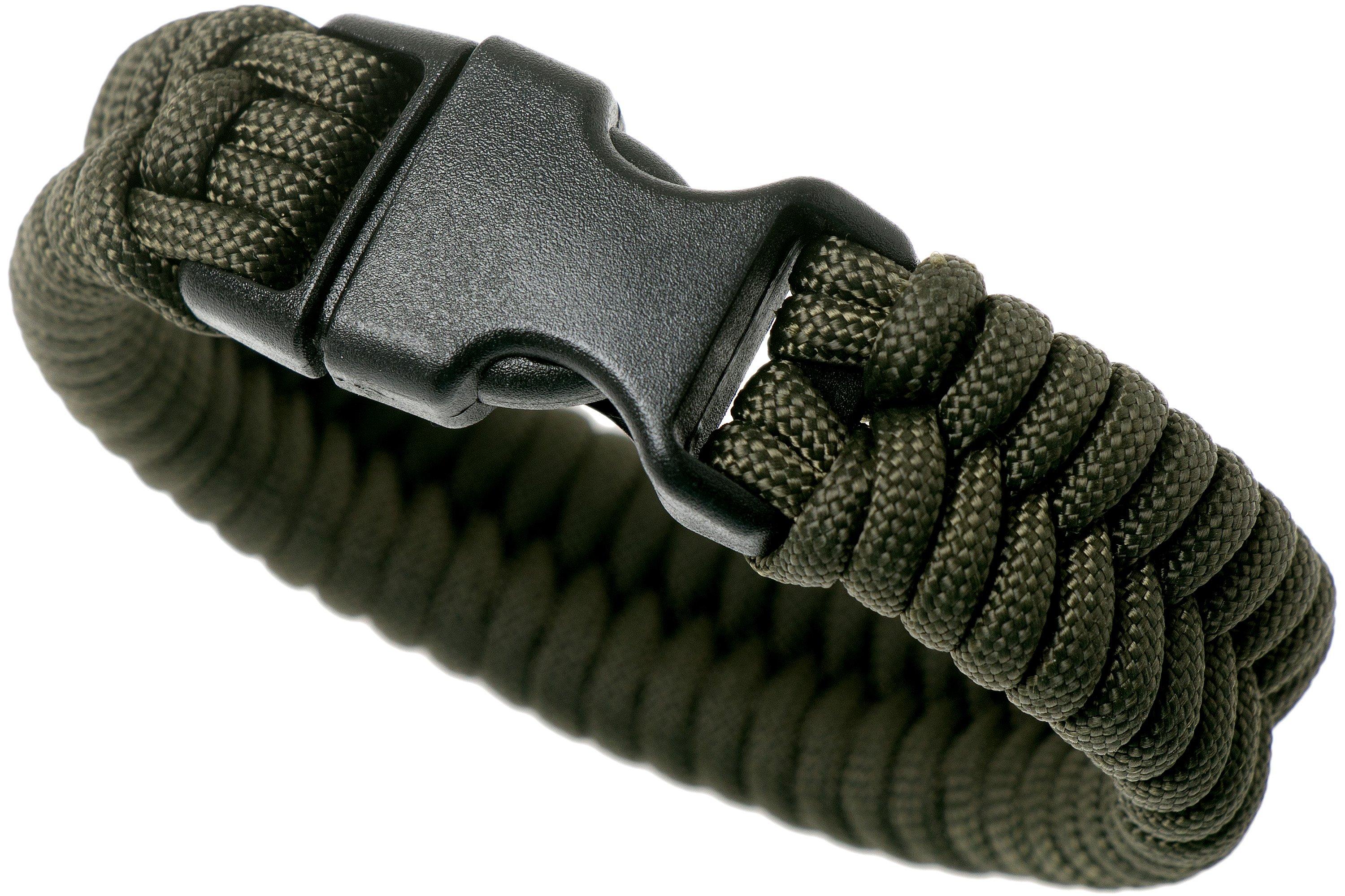 Knivesandtools paracord armband fishtail wave, legergroen, binnenmaat