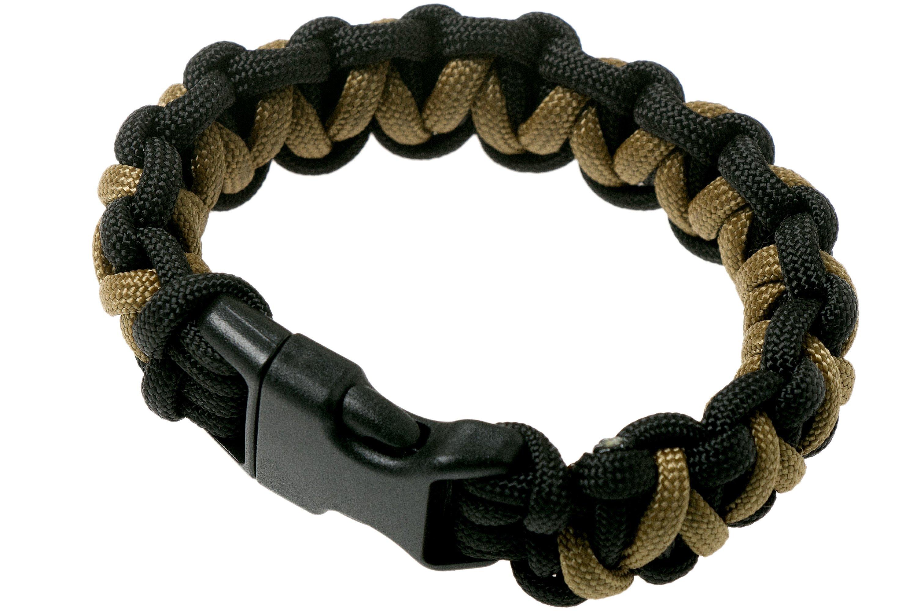 Knivesandtools paracord armband solomon wave, black, inner size 24 cm