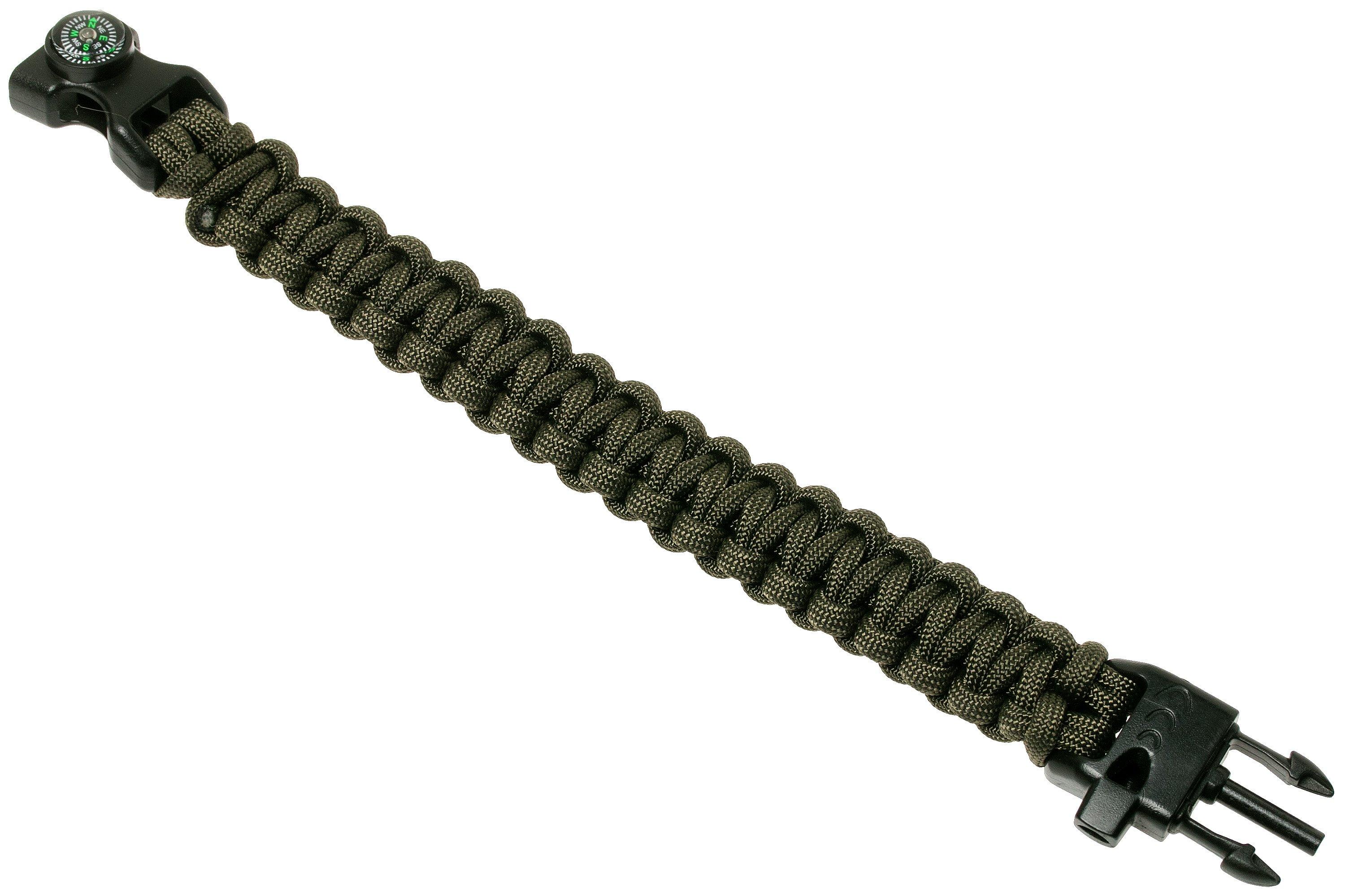 Knivesandtools survival armband cobra wave, army green, inner size 25 ...