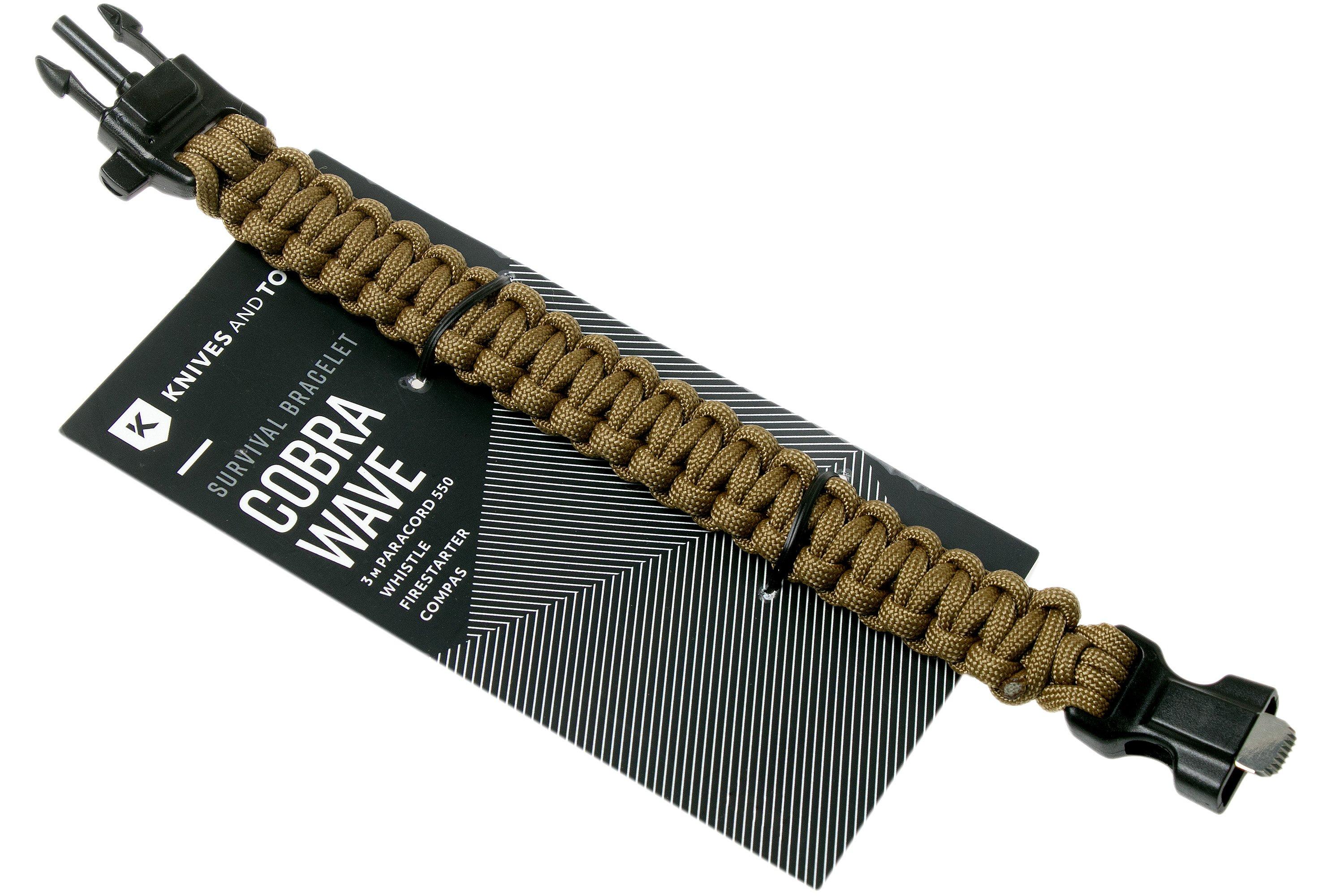 Knivesandtools survival armband cobra wave, coyote brown, inner size 25 ...