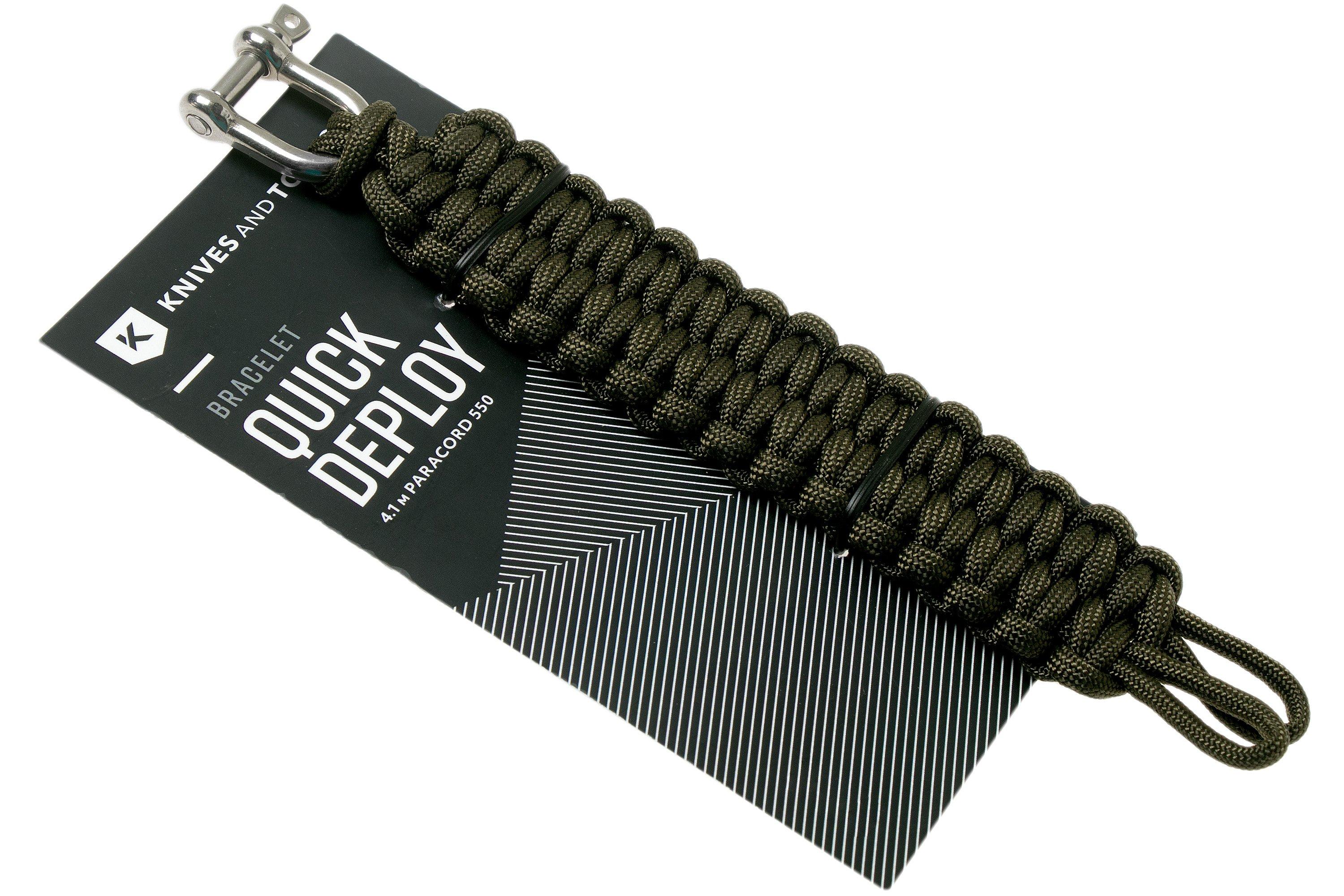 Knivesandtools paracord bracelet quick deploy, Army Green, inner
