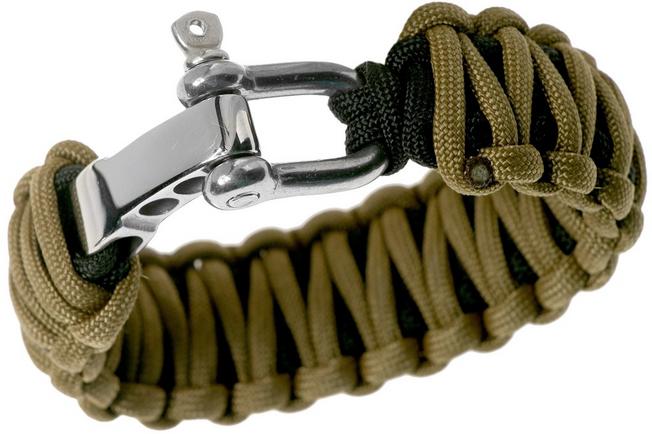 Pulsera Paracord - Estilo Cobra - Elige tu color y talla (9 pulgadas, Negro  y Oro), Nailon