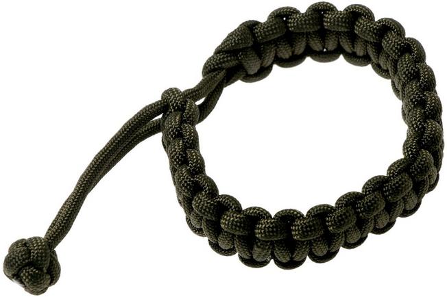 Knivesandtools paracord bracelet cobra wave, olive green, inner size 20 cm