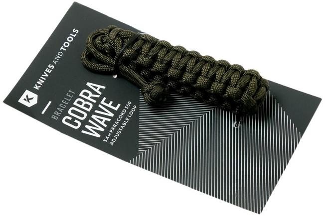 Imagen para Knivesandtools pulsera paracord cobra wave, verde oliva, tamaño interior 20 cm