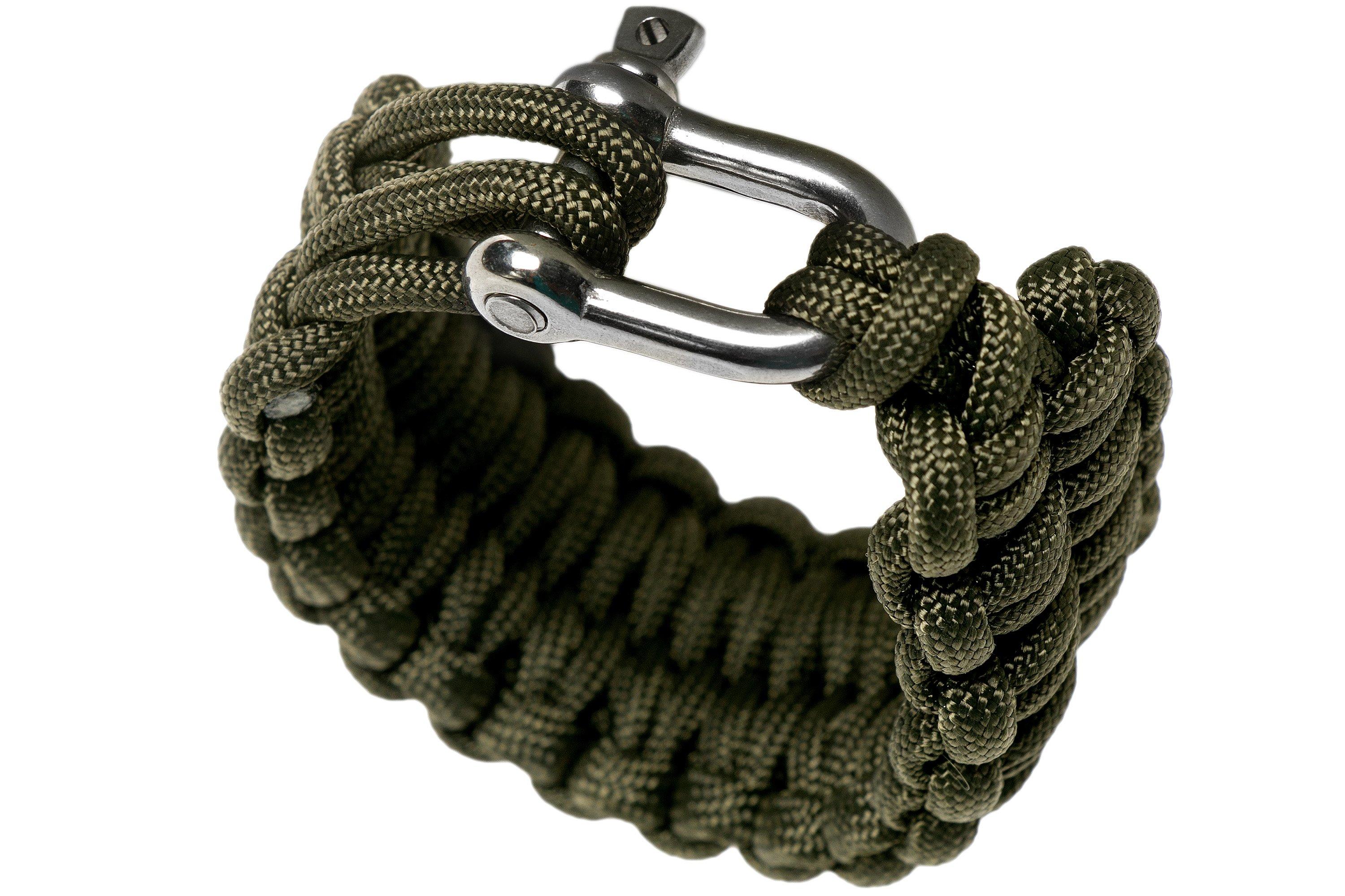 Bracelet Paracorde Knivesandtools fishtail wave, vert armée
