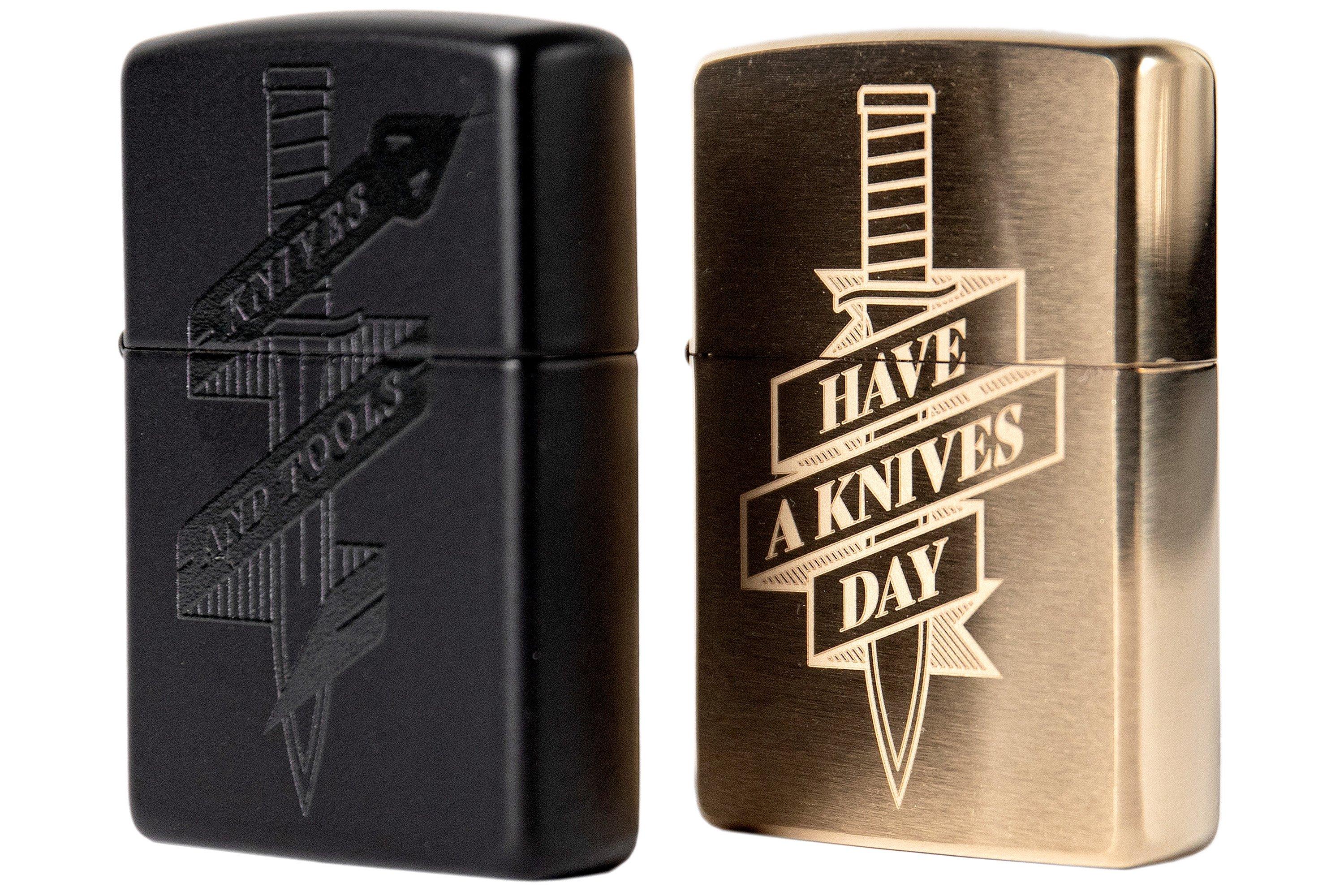 Knivesandtools Zippo Brass Brushed Knife, messing, aansteker