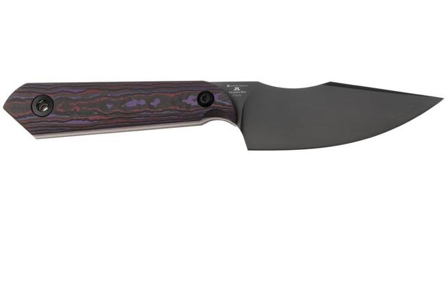 Afbeelding voor Kizer Harpoon Mini 1040S9, Black CPM S45VN, Red/Purple/Black Fat Carbon, vaststaand mes, Maverick Customs design