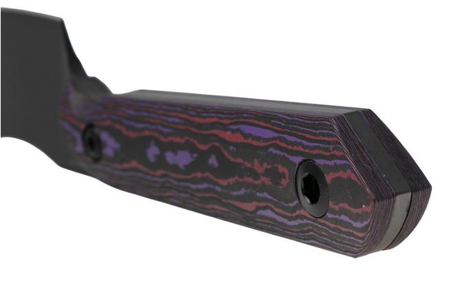 Afbeelding voor Kizer Harpoon Mini 1040S9, Black CPM S45VN, Red/Purple/Black Fat Carbon, vaststaand mes, Maverick Customs design