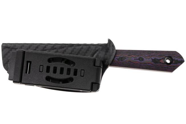 Afbeelding voor Kizer Harpoon Mini 1040S9, Black CPM S45VN, Red/Purple/Black Fat Carbon, vaststaand mes, Maverick Customs design