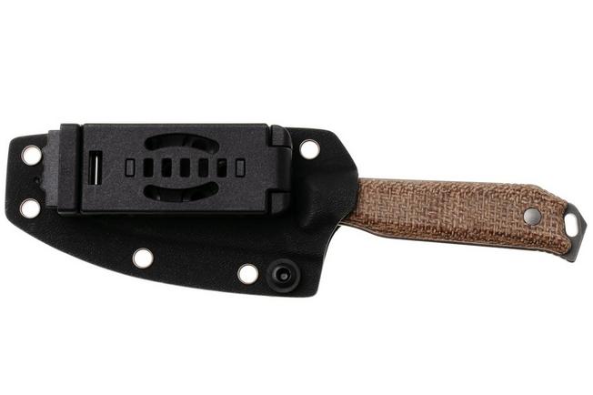 Afbeelding voor Kizer Begleiter Fix 1045MD1, Stonewashed Titanium Gray CPM 3V, Burlap Micarta vaststaand mes, Azo design