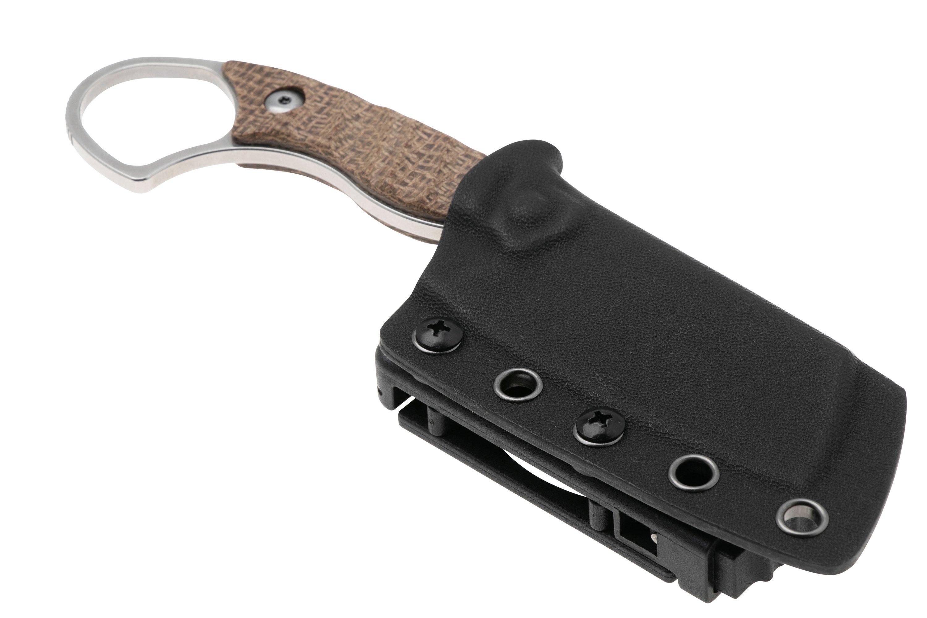 Kizer Little Rhino 1065A4, Stonewashed AEB-L, Burlap Micarta fixed