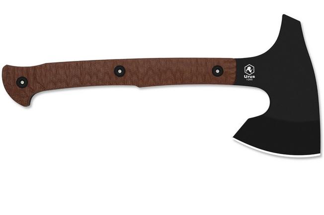 Image pour Kizer Urus 1073A1, Black Coated 1095, Brown Micarta, tomahawk, Maciek Waluszko design