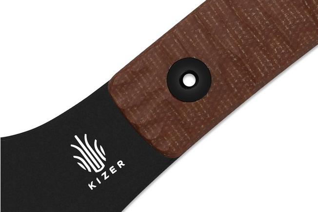 Image pour Kizer Urus 1073A1, Black Coated 1095, Brown Micarta, tomahawk, Maciek Waluszko design