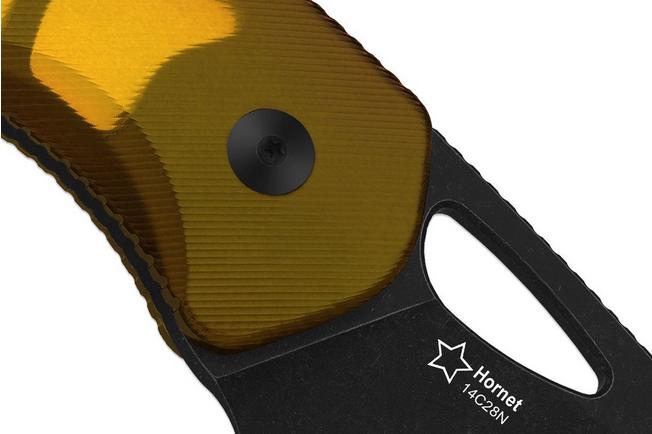 Bild für Kizer Hornet 1074A1 Blackwashed 14C28N, Yellow PEI, Fahrtenmesser, Evgeniy Bulychev Design