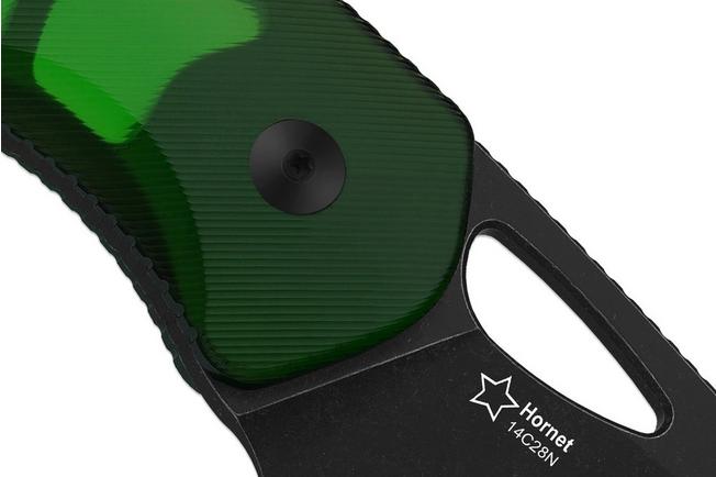 Bild für Kizer Hornet 1074A2 Blackwashed 14C28N Green Acrylic, Fahrtenmesser, Evgeniy Bulychev Design