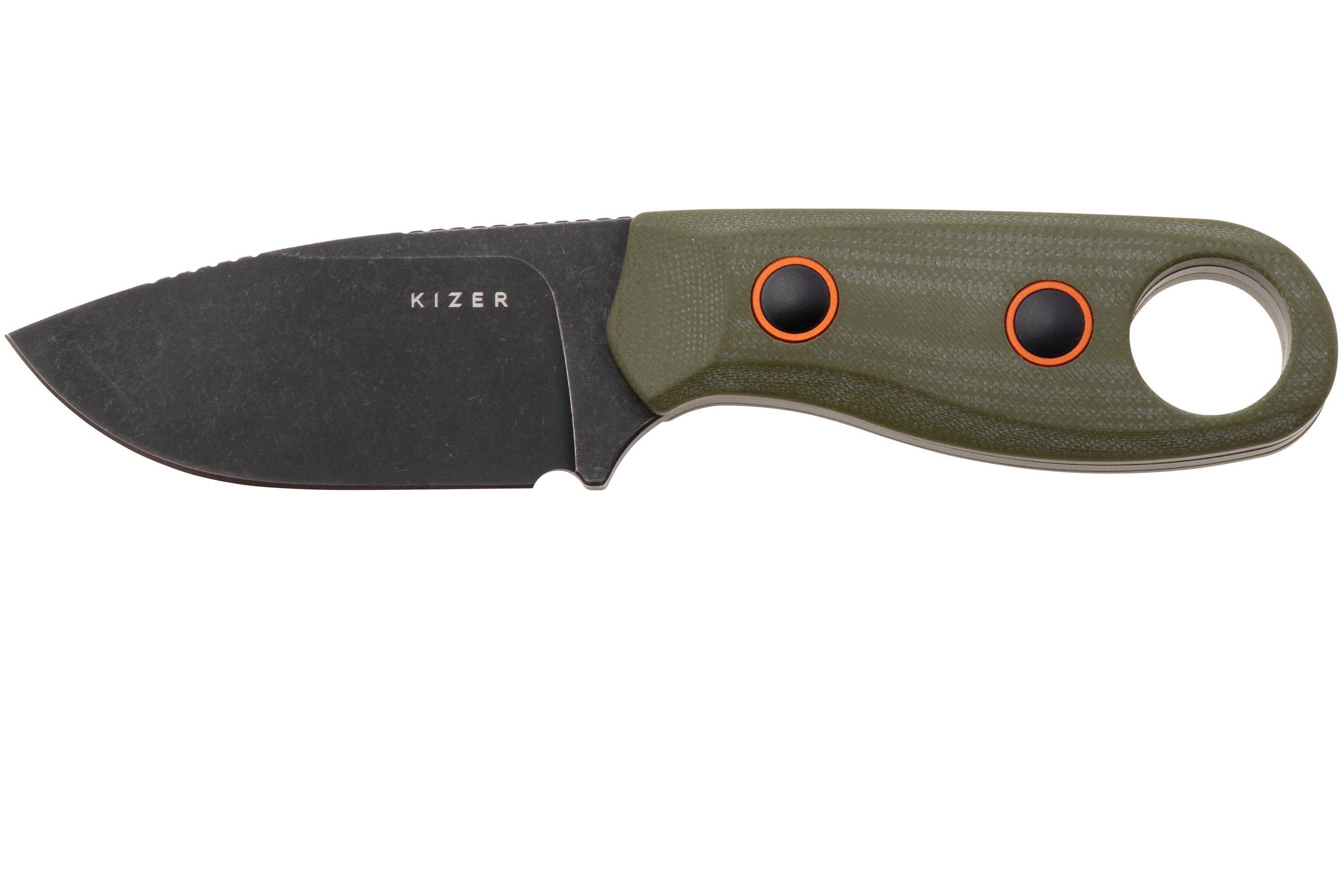 Kizer Beaver 1078A1 Blackwashed D2, Olive Green G10, fixed knife ...