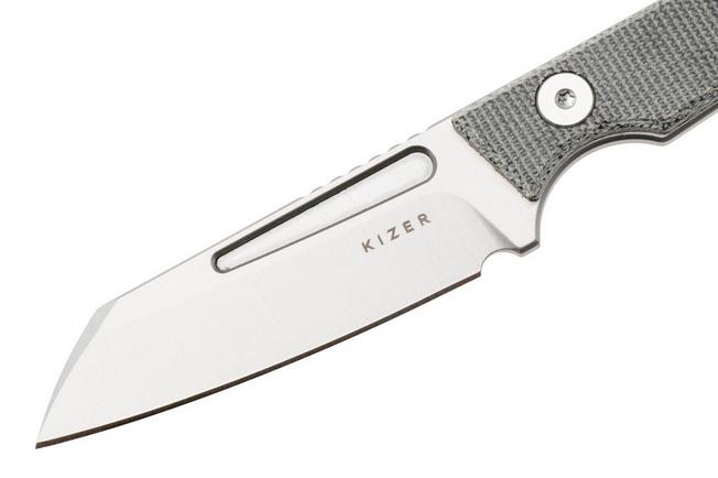 Afbeelding voor Kizer Vanguard Phasmids 1079A3 Satin AEB-L, Gray Micarta, vaststaand mes, Johan Jordaan design