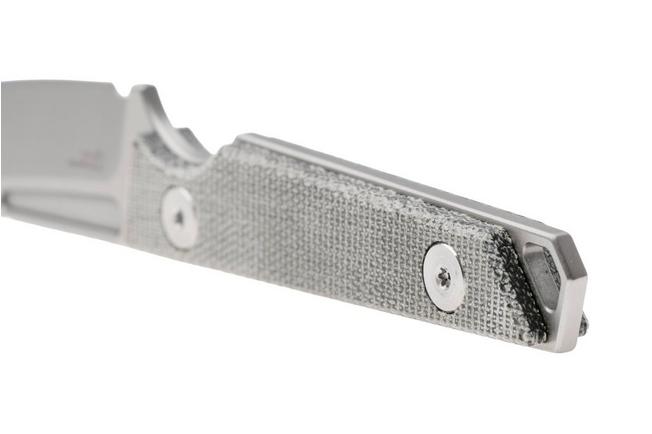 Afbeelding voor Kizer Vanguard Phasmids 1079A3 Satin AEB-L, Gray Micarta, vaststaand mes, Johan Jordaan design