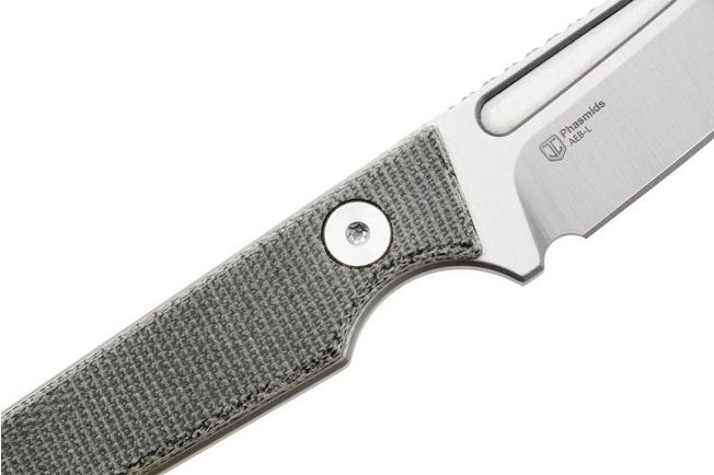 Afbeelding voor Kizer Vanguard Phasmids 1079A3 Satin AEB-L, Gray Micarta, vaststaand mes, Johan Jordaan design