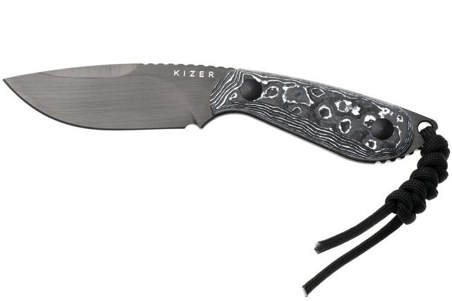 Afbeelding voor Kizer Buddy 1081A9, Satin Brushed DLC M390, Fat Carbon White Storm, vaststaand mes, Maksim Epifantsev design