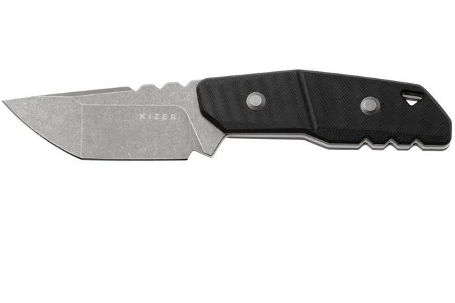 Afbeelding voor Kizer Vanguard Quartz 1086A2 Stonewashed PVD AEB-L, Black G10, vaststaand mes, Kornel Kiss design