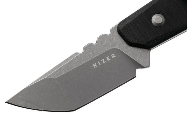 Afbeelding voor Kizer Vanguard Quartz 1086A2 Stonewashed PVD AEB-L, Black G10, vaststaand mes, Kornel Kiss design