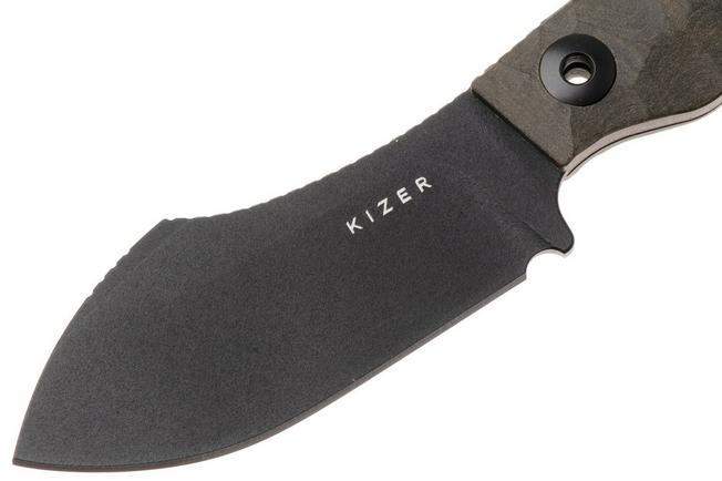 Afbeelding voor Kizer Vanguard Rook 1090A1 Black 10V, Chocolate Glacier Richlite, vaststaand mes, Vincent Rizzo design 