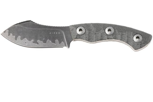 Afbeelding voor Kizer Vanguard Rook 1090A2 Acid Washed 3-Layer Composite, Norplex UltreX Micarta, vaststaand mes, Vincent Rizzo design 