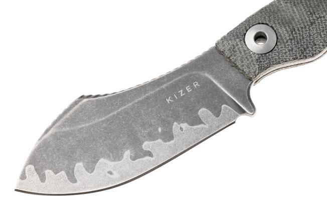 Afbeelding voor Kizer Vanguard Rook 1090A2 Acid Washed 3-Layer Composite, Norplex UltreX Micarta, vaststaand mes, Vincent Rizzo design 