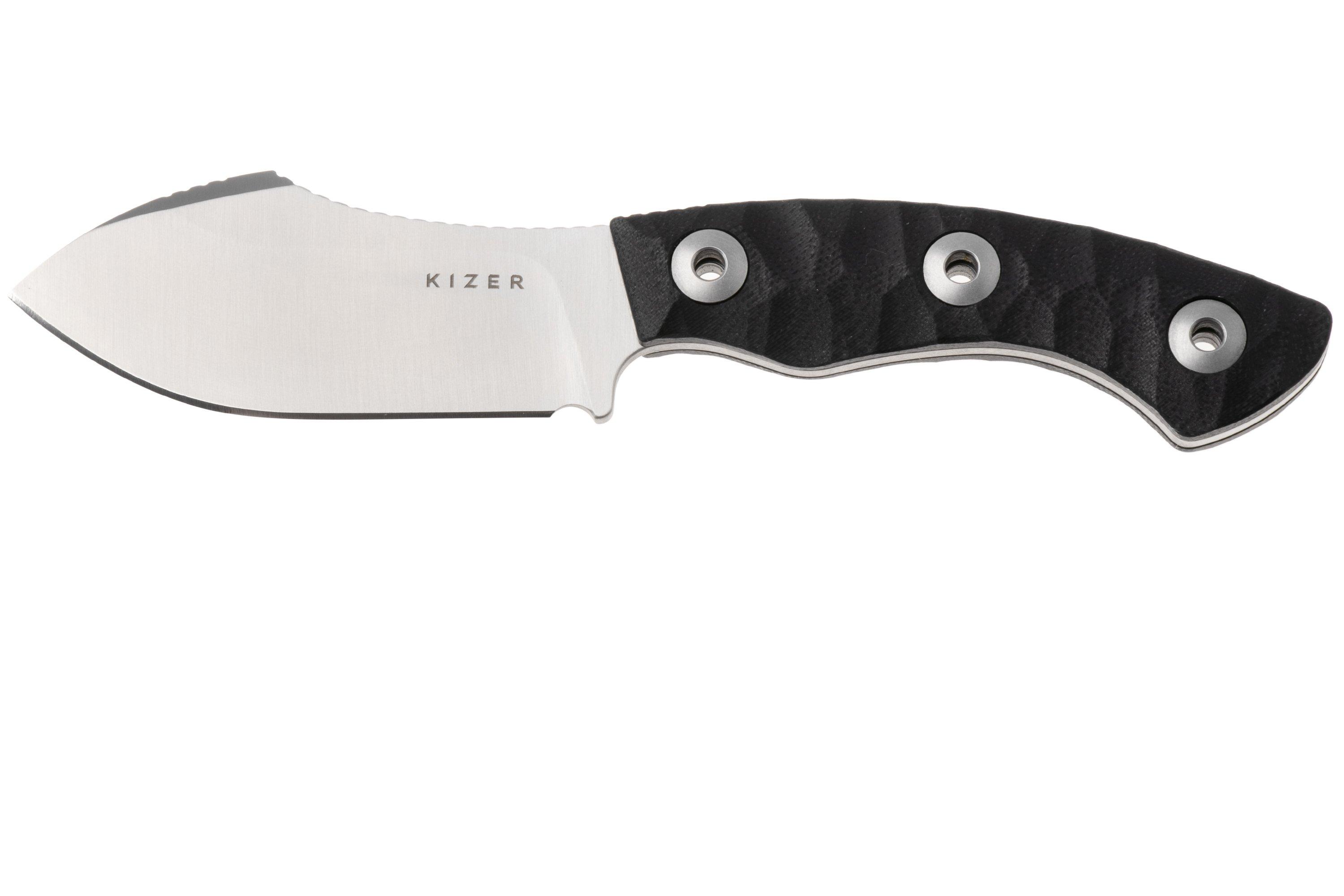 Kizer Vanguard Rook 1090A3 Satin AEB-L, Black G10, fixed knife, Vincent ...