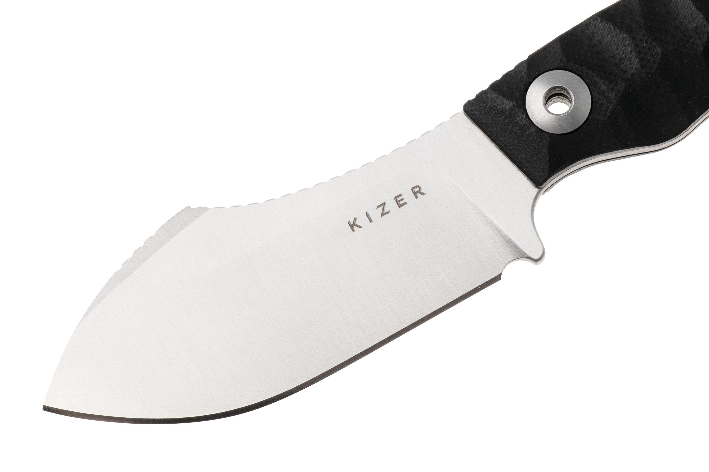 Kizer Vanguard Rook 1090A3 Satin AEB-L, Black G10, fixed knife, Vincent ...