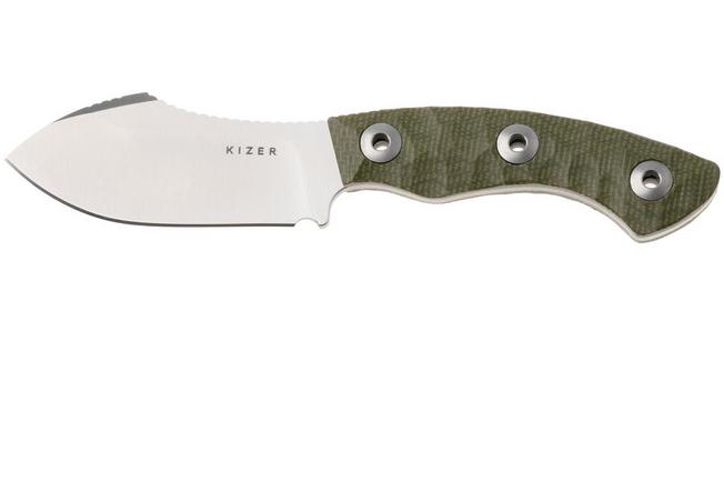 Afbeelding voor Kizer Vanguard Rook 1090A4 Satin AEB-L, Green Micarta, vaststaand mes, Vincent Rizzo design
