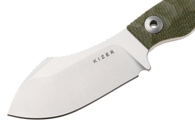 Afbeelding voor Kizer Vanguard Rook 1090A4 Satin AEB-L, Green Micarta, vaststaand mes, Vincent Rizzo design